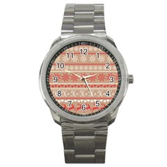 Christmas-pattern-background Sport Metal Watch by nateshop