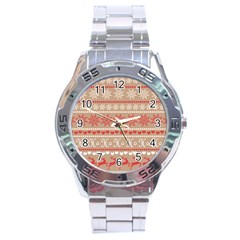 Christmas-pattern-background Stainless Steel Analogue Watch by nateshop