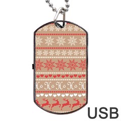 Christmas-pattern-background Dog Tag Usb Flash (two Sides) by nateshop