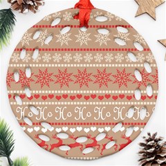 Christmas-pattern-background Round Filigree Ornament (two Sides) by nateshop