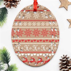 Christmas-pattern-background Ornament (oval Filigree) by nateshop