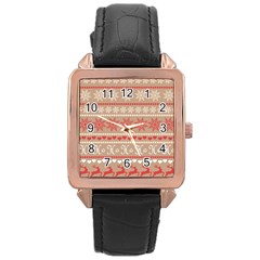 Christmas-pattern-background Rose Gold Leather Watch  by nateshop