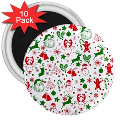 Christmas-seamless-green  3  Magnets (10 Pack)  by nateshop