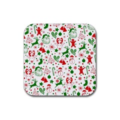 Christmas-seamless-green  Rubber Coaster (square) by nateshop