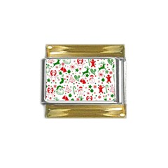 Christmas-seamless-green  Gold Trim Italian Charm (9mm)