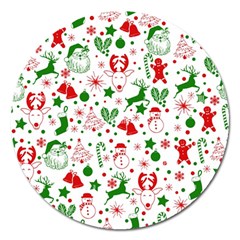 Christmas-seamless-green  Magnet 5  (round) by nateshop