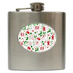 Christmas-seamless-green  Hip Flask (6 oz) Front