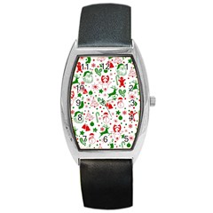 Christmas-seamless-green  Barrel Style Metal Watch by nateshop