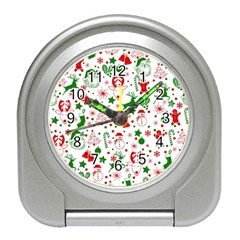 Christmas-seamless-green  Travel Alarm Clock by nateshop