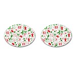 Christmas-seamless-green  Cufflinks (Oval) Front(Pair)