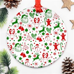 Christmas-seamless-green  Round Ornament (two Sides) by nateshop