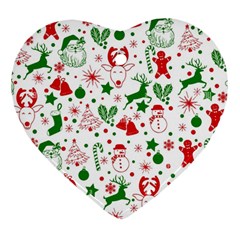 Christmas-seamless-green  Heart Ornament (two Sides) by nateshop