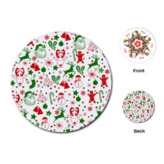 Christmas-seamless-green  Playing Cards Single Design (round)