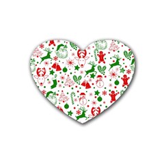 Christmas-seamless-green  Rubber Heart Coaster (4 Pack) by nateshop