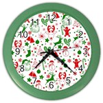 Christmas-seamless-green  Color Wall Clock Front