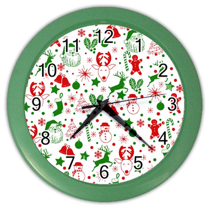 Christmas-seamless-green  Color Wall Clock