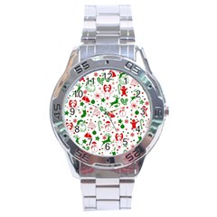 Christmas-seamless-green  Stainless Steel Analogue Watch by nateshop