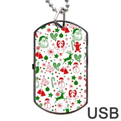 Christmas-seamless-green  Dog Tag Usb Flash (one Side) by nateshop