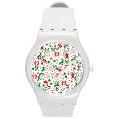 Christmas-seamless-green  Round Plastic Sport Watch (m) by nateshop