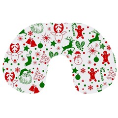 Christmas-seamless-green  Travel Neck Pillow by nateshop