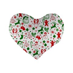 Christmas-seamless-green  Standard 16  Premium Flano Heart Shape Cushions by nateshop