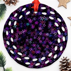 Christmasstars-001 Round Filigree Ornament (two Sides) by nateshop