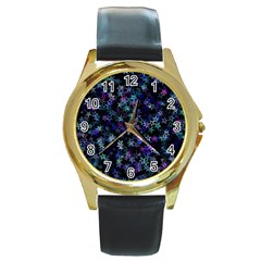 Christmasstars-002 Round Gold Metal Watch by nateshop