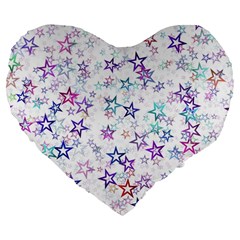 Christmasstars-003 Large 19  Premium Flano Heart Shape Cushions by nateshop