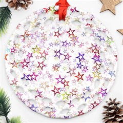 Christmasstars-004 Round Filigree Ornament (two Sides) by nateshop