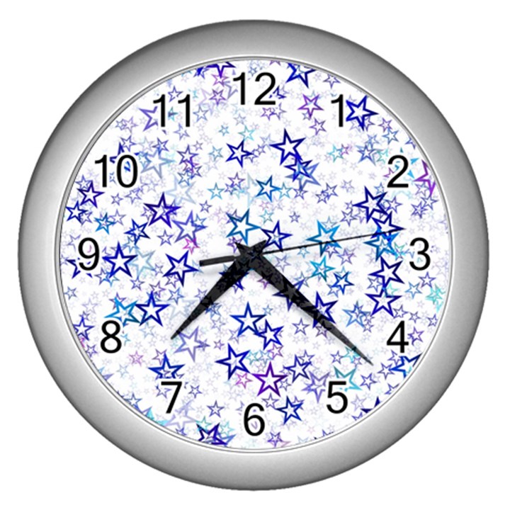 Christmasstars-005 Wall Clock (Silver)