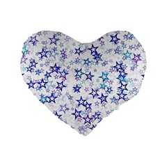 Christmasstars-005 Standard 16  Premium Flano Heart Shape Cushions by nateshop