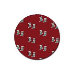 Christmas-stockings Rubber Round Coaster (4 Pack) by nateshop