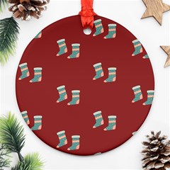 Christmas-stockings Round Ornament (two Sides) by nateshop