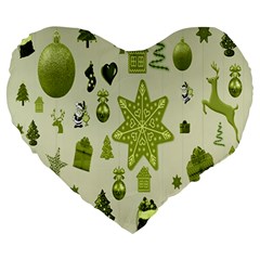 Christmas-stocking-star-bel Large 19  Premium Heart Shape Cushions by nateshop