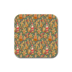 Pattern-santa Rubber Square Coaster (4 Pack) by nateshop