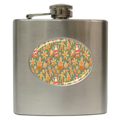 Pattern-santa Hip Flask (6 Oz) by nateshop