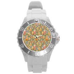 Pattern-santa Round Plastic Sport Watch (l) by nateshop