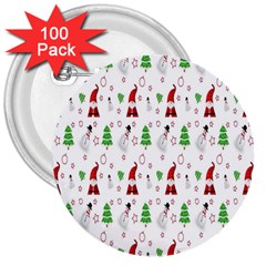 Santa-claus 3  Buttons (100 Pack)  by nateshop