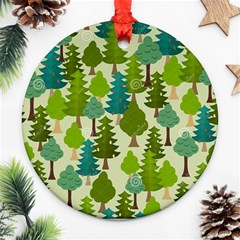 Seamless-forest-pattern-cartoon-tree Ornament (round) by nateshop