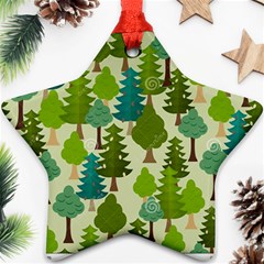 Seamless-forest-pattern-cartoon-tree Ornament (star) by nateshop