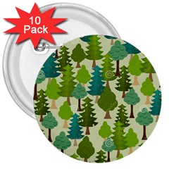 Seamless-forest-pattern-cartoon-tree 3  Buttons (10 Pack)  by nateshop