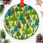 Seamless-forest-pattern-cartoon-tree Ornament (Round) Front