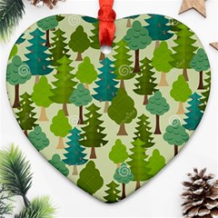 Seamless-forest-pattern-cartoon-tree Ornament (heart) by nateshop