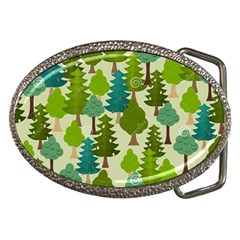 Seamless-forest-pattern-cartoon-tree Belt Buckles by nateshop