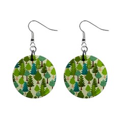 Seamless-forest-pattern-cartoon-tree Mini Button Earrings by nateshop