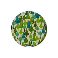 Seamless-forest-pattern-cartoon-tree Rubber Coaster (round) by nateshop