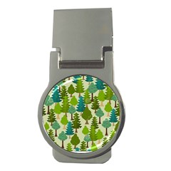 Seamless-forest-pattern-cartoon-tree Money Clips (round)  by nateshop