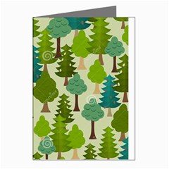 Seamless-forest-pattern-cartoon-tree Greeting Cards (pkg Of 8)