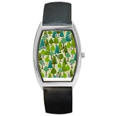 Seamless-forest-pattern-cartoon-tree Barrel Style Metal Watch by nateshop