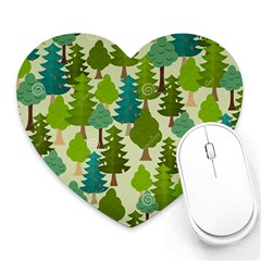 Seamless-forest-pattern-cartoon-tree Heart Mousepad by nateshop